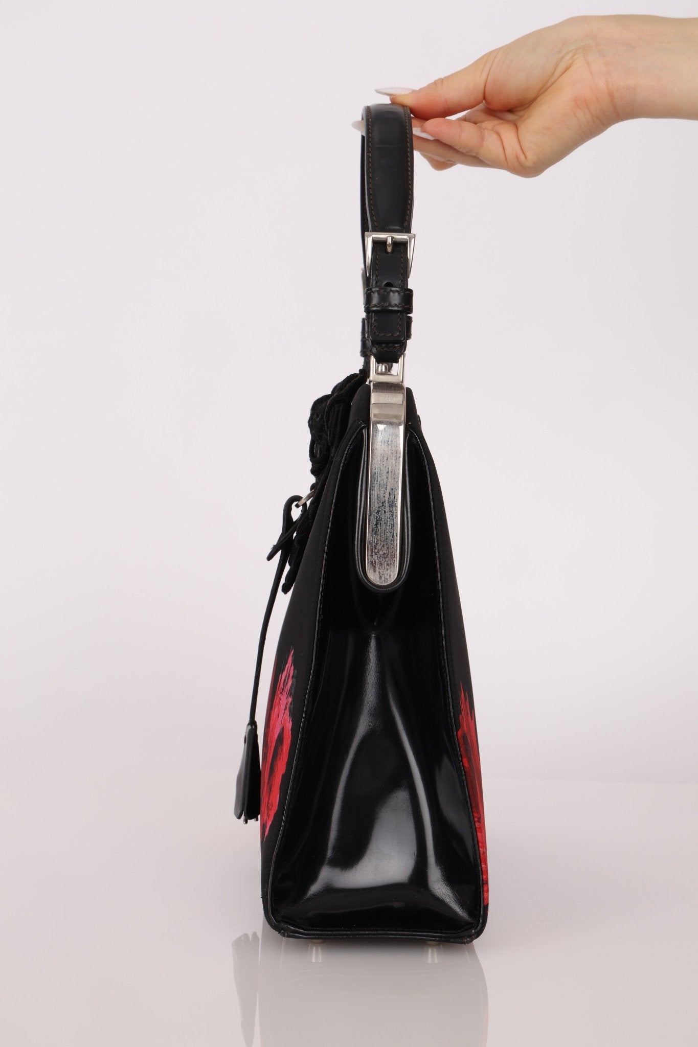 Prada Hibiscus Stamputo Tessuto Frame Handle Bag - FashioNica