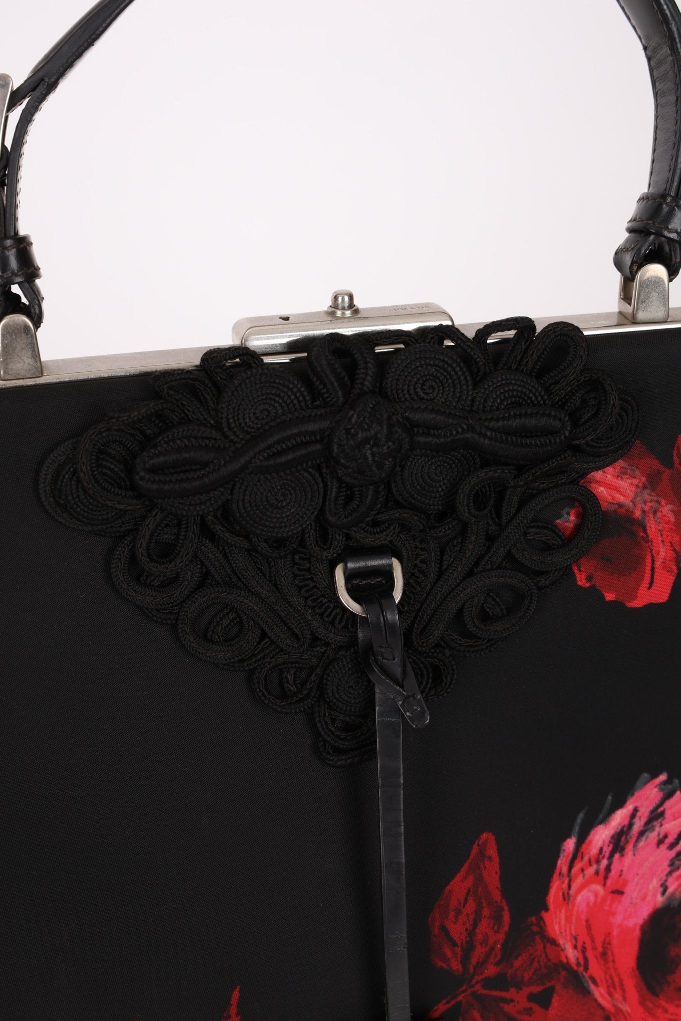 Prada Hibiscus Stamputo Tessuto Frame Handle Bag - FashioNica