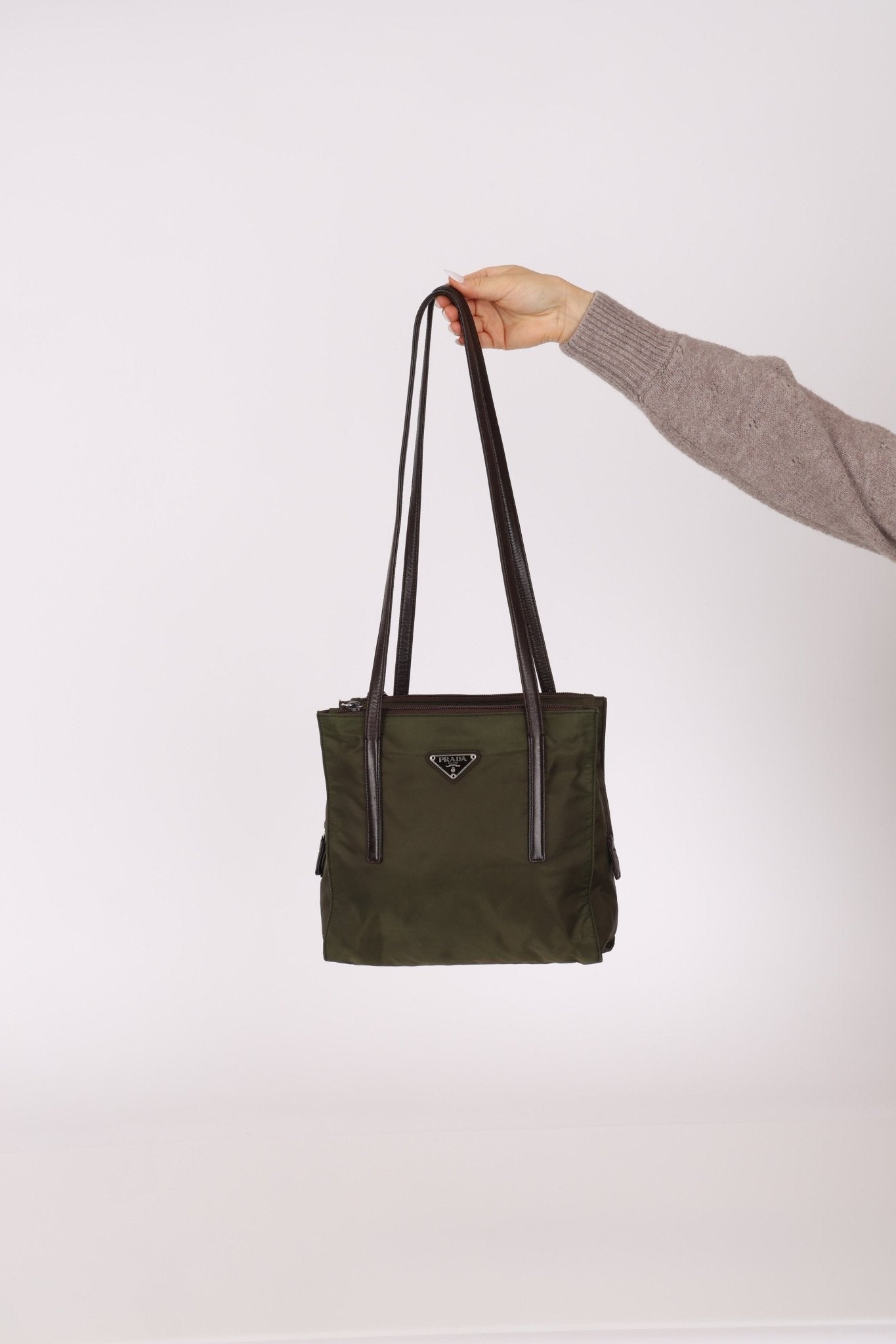 Prada Lambskin Trimmed Metropolitan Tessuto Tote - FashioNica