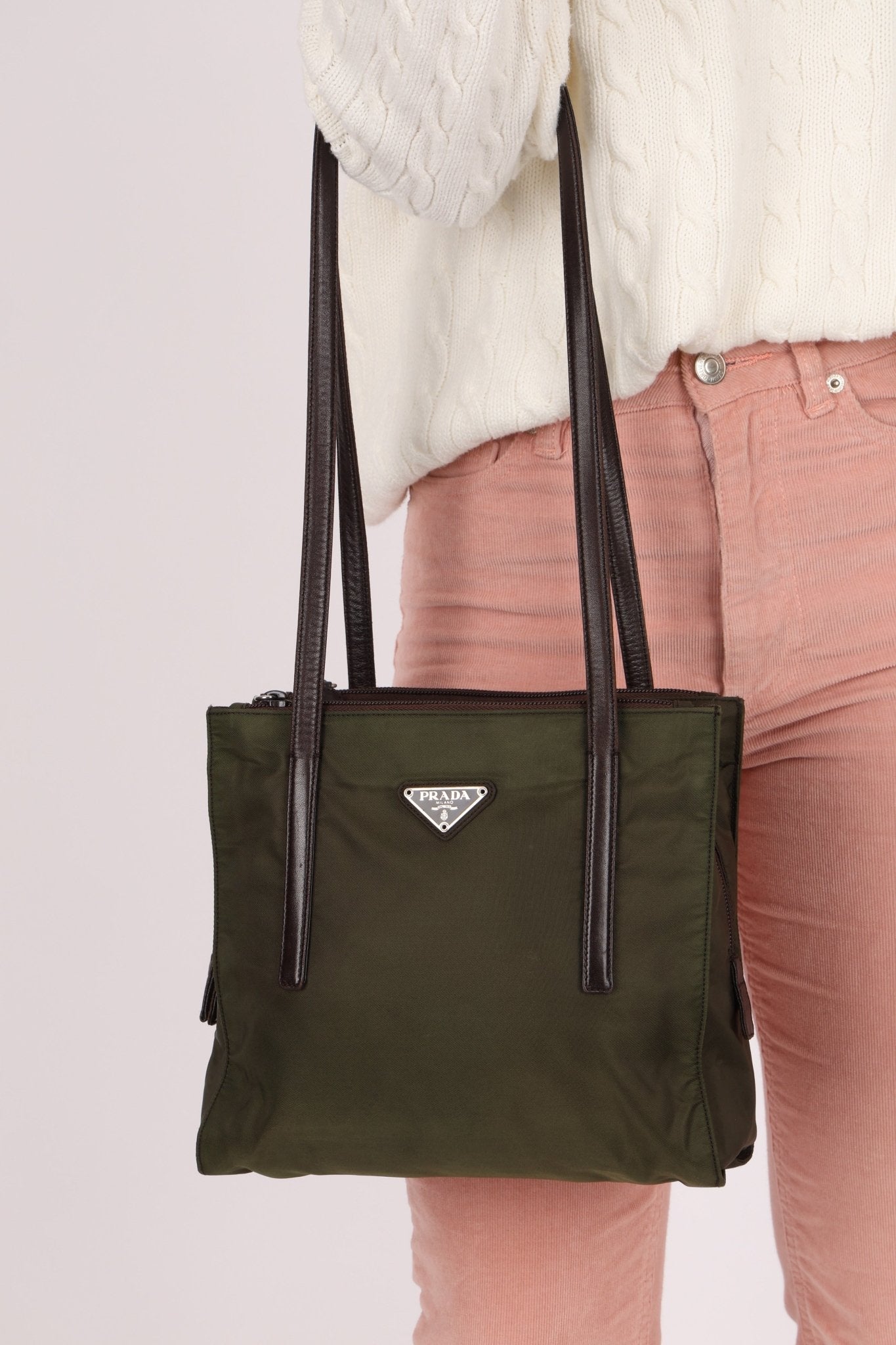 Prada Lambskin Trimmed Metropolitan Tessuto Tote - FashioNica