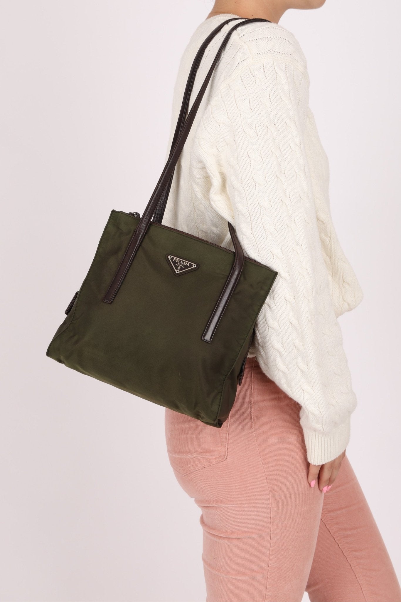 Prada Lambskin Trimmed Metropolitan Tessuto Tote - FashioNica