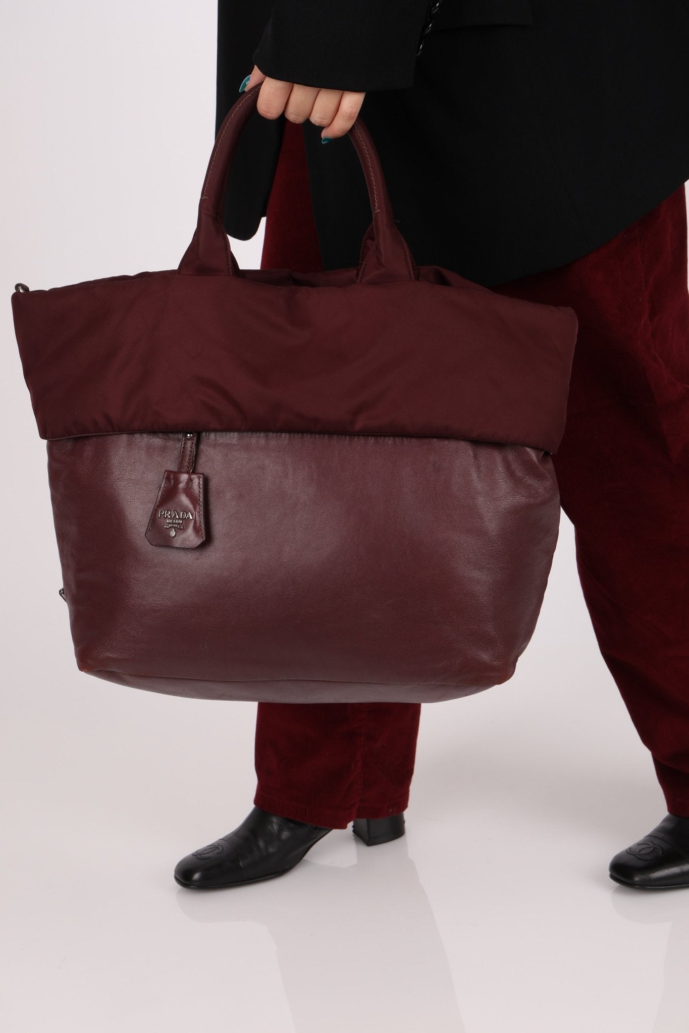 Prada Leather and Nylon Reversible Tote - FashioNica