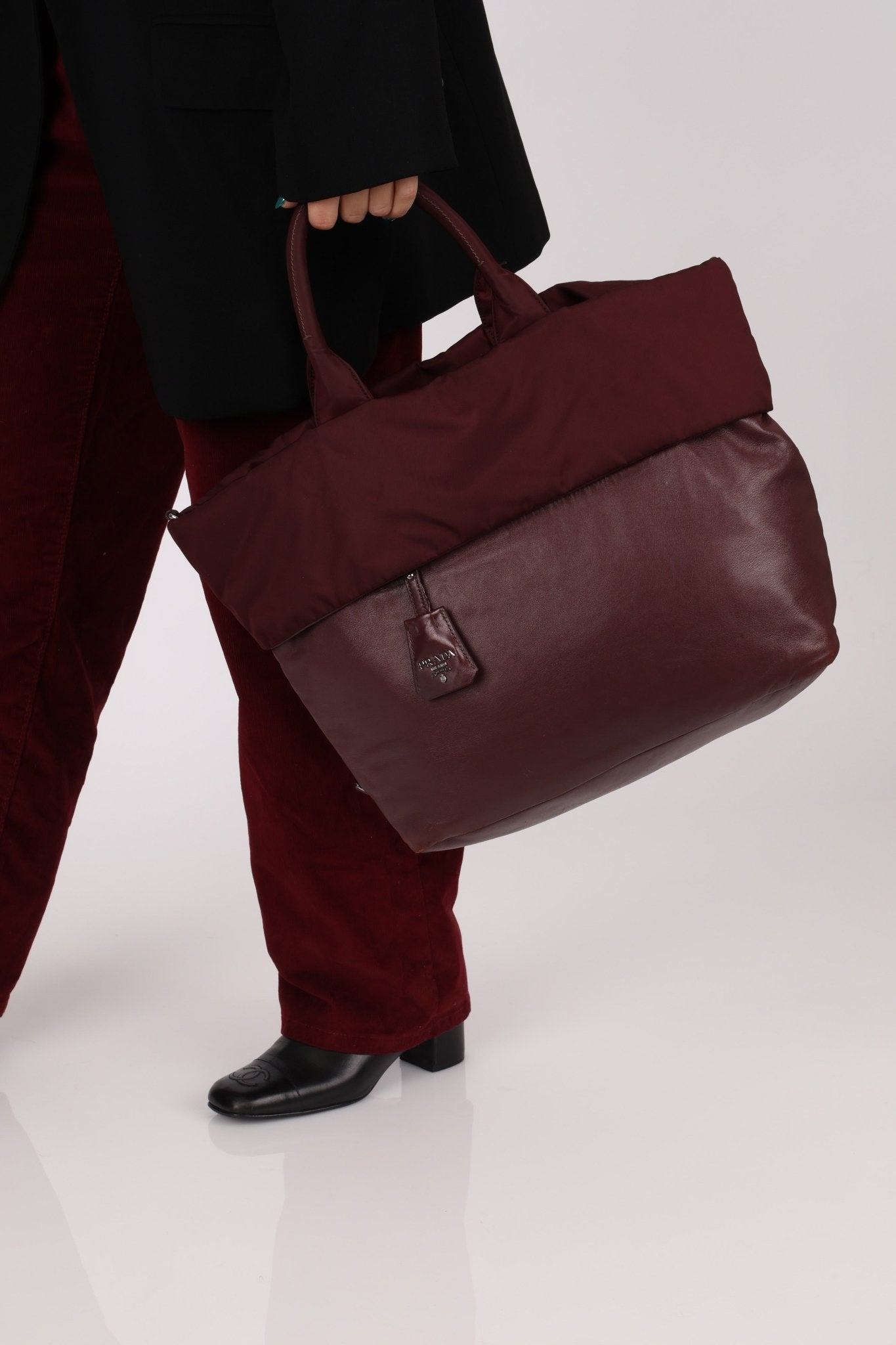 Prada Leather and Nylon Reversible Tote - FashioNica