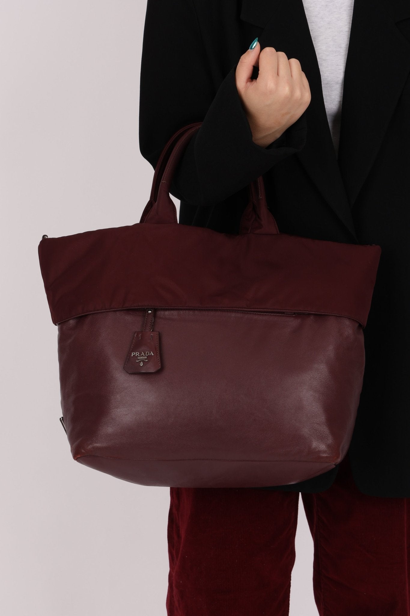 Prada Leather and Nylon Reversible Tote - FashioNica