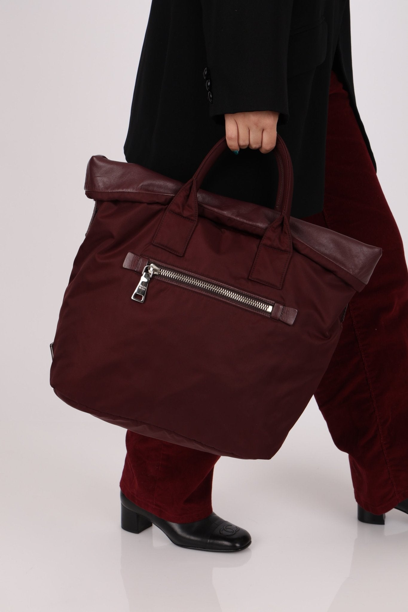 Prada Leather and Nylon Reversible Tote - FashioNica