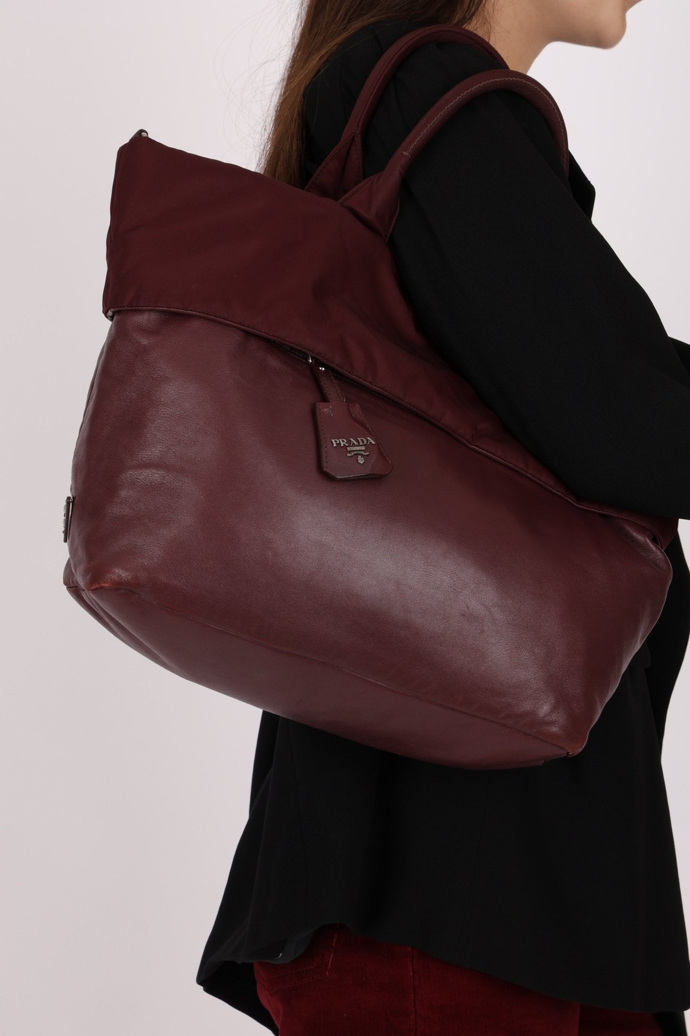 Prada Leather and Nylon Reversible Tote - FashioNica