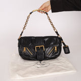 Prada Leather Buckle Flap Shoulder Bag - FashioNica