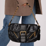 Prada Leather Buckle Flap Shoulder Bag - FashioNica