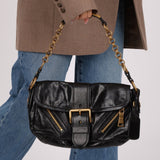 Prada Leather Buckle Flap Shoulder Bag - FashioNica