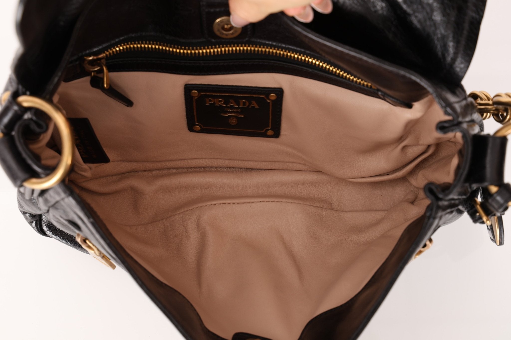Prada Leather Buckle Flap Shoulder Bag - FashioNica