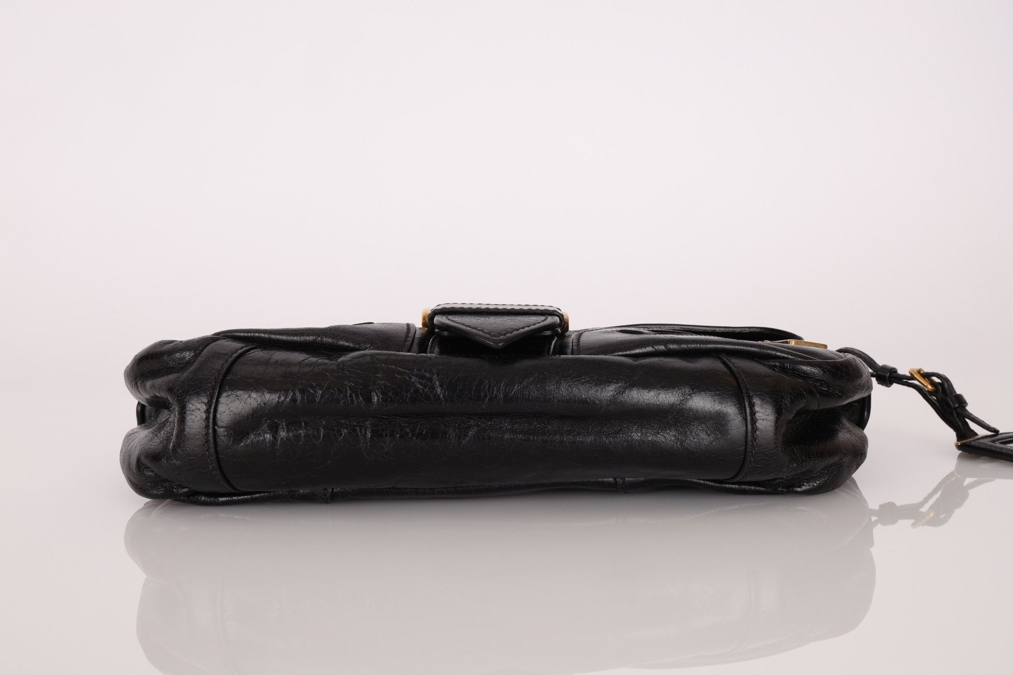 Prada Leather Buckle Flap Shoulder Bag - FashioNica