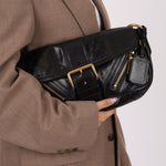 Prada Leather Buckle Flap Shoulder Bag - FashioNica