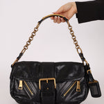 Prada Leather Buckle Flap Shoulder Bag - FashioNica