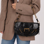 Prada Leather Buckle Flap Shoulder Bag - FashioNica
