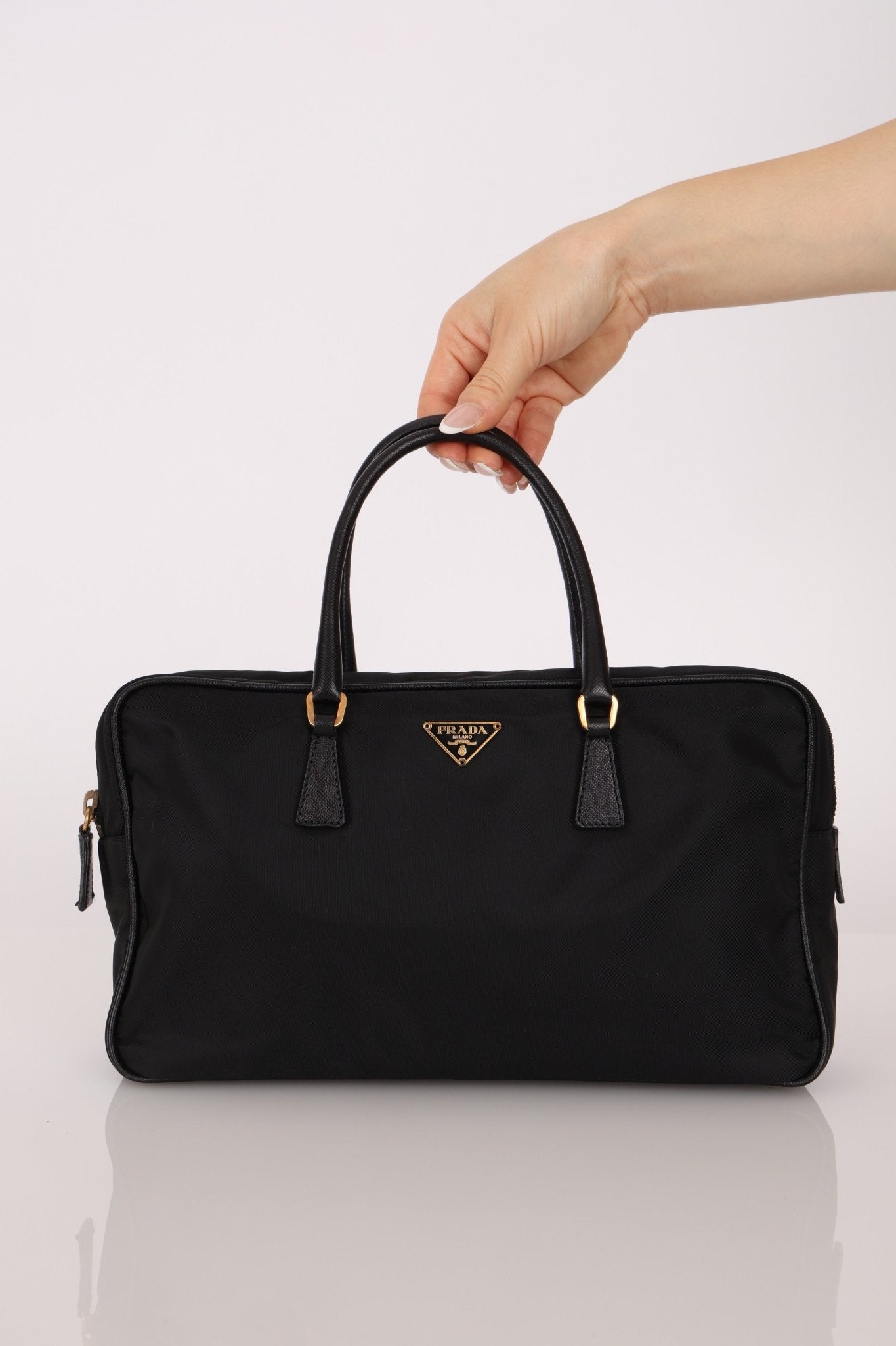 Prada Leather Trimmed Tessuto Boston Bag - FashioNica