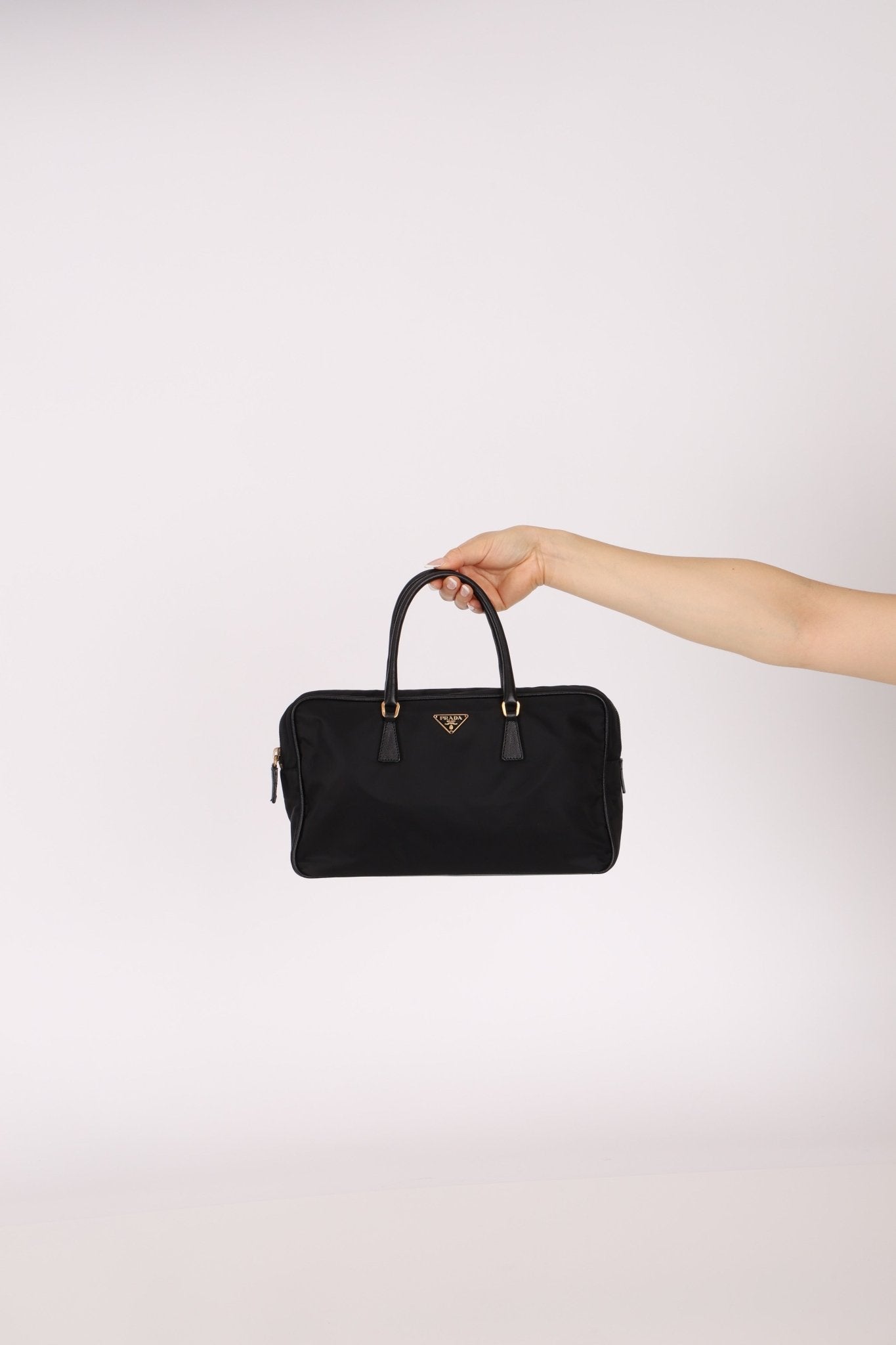 Prada Leather Trimmed Tessuto Boston Bag - FashioNica