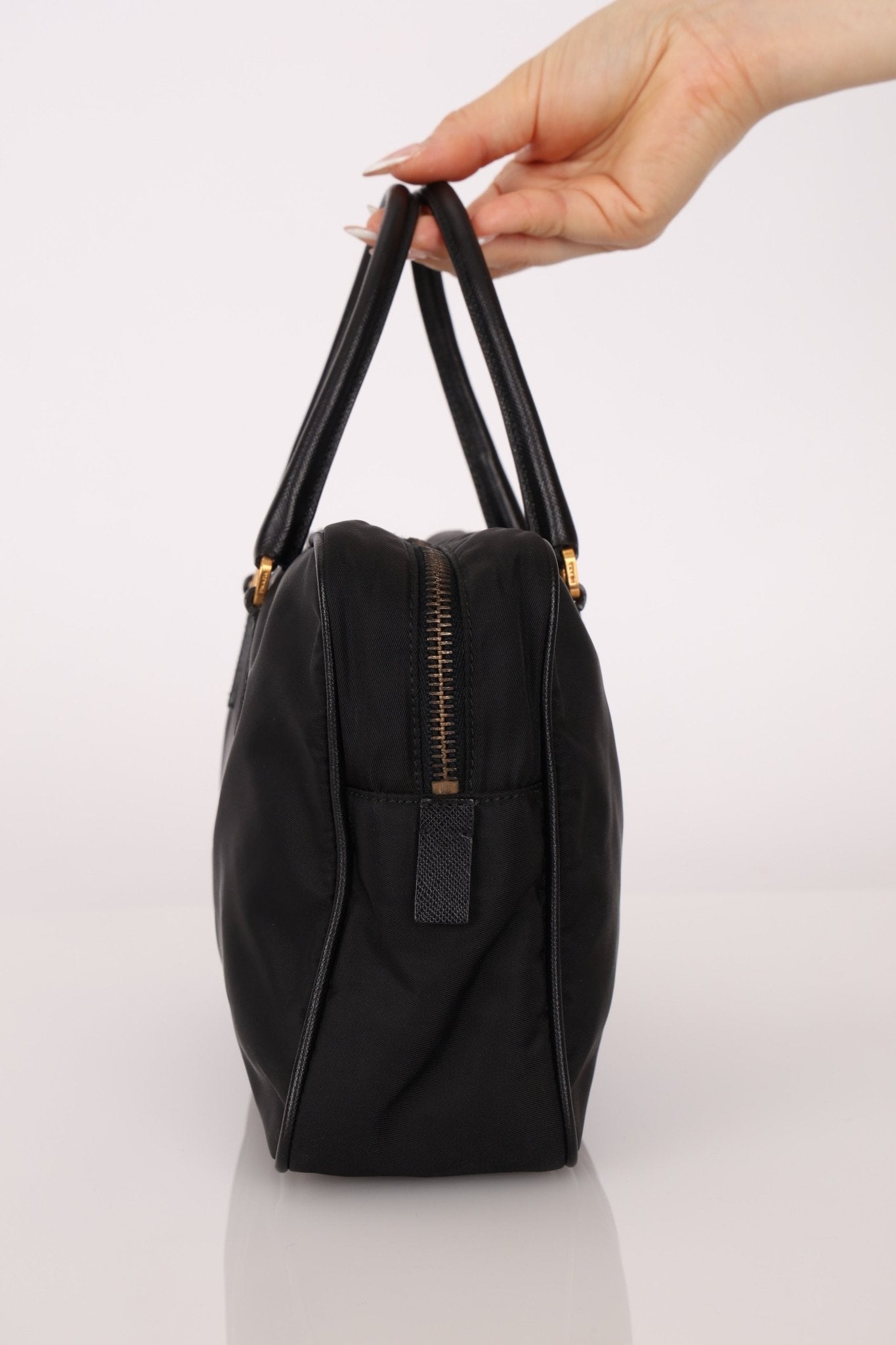 Prada Leather Trimmed Tessuto Boston Bag - FashioNica