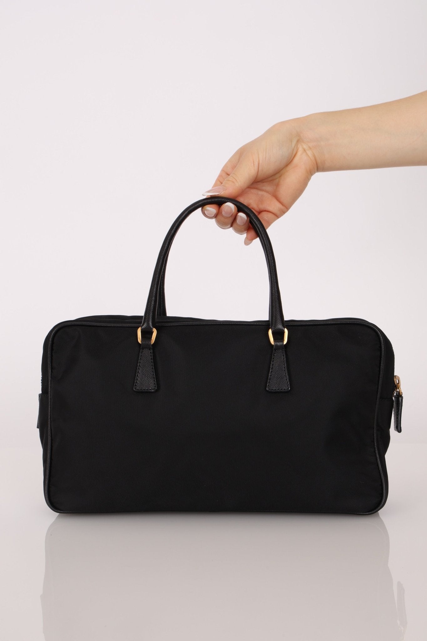 Prada Leather Trimmed Tessuto Boston Bag - FashioNica