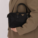 Prada Leather Trimmed Tessuto Boston Bag - FashioNica