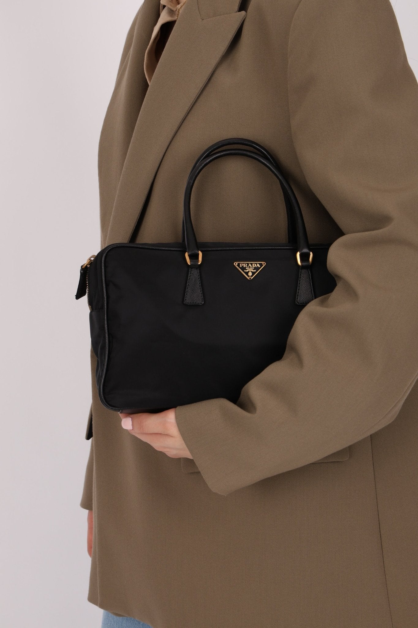 Prada Leather Trimmed Tessuto Boston Bag - FashioNica
