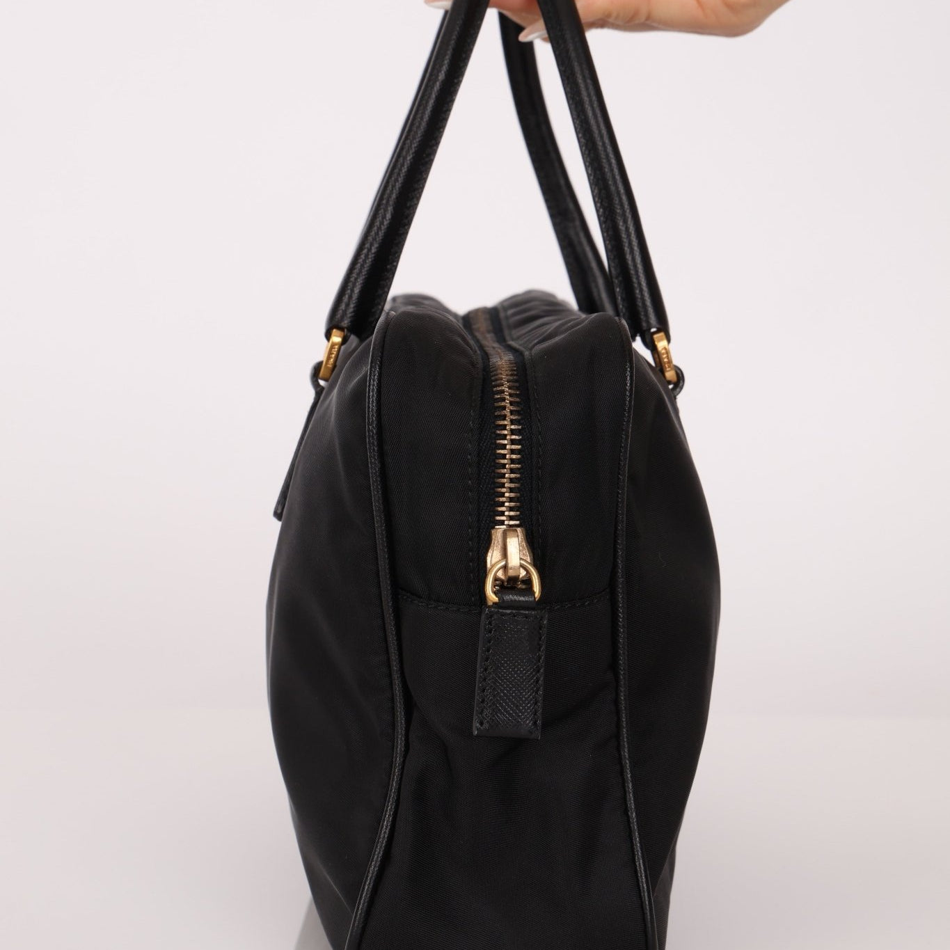 Prada Leather Trimmed Tessuto Boston Bag - FashioNica