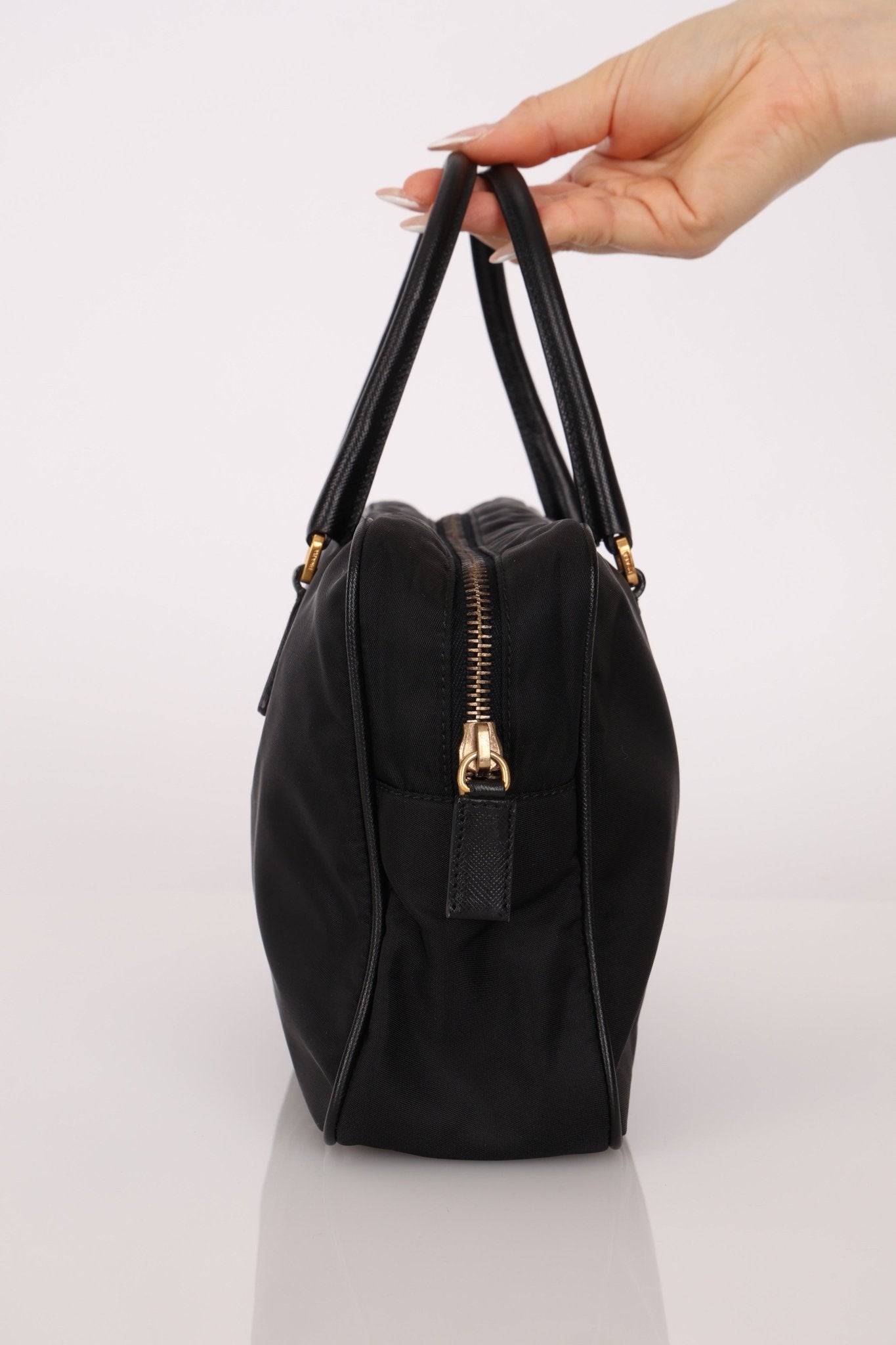 Prada Leather Trimmed Tessuto Boston Bag - FashioNica