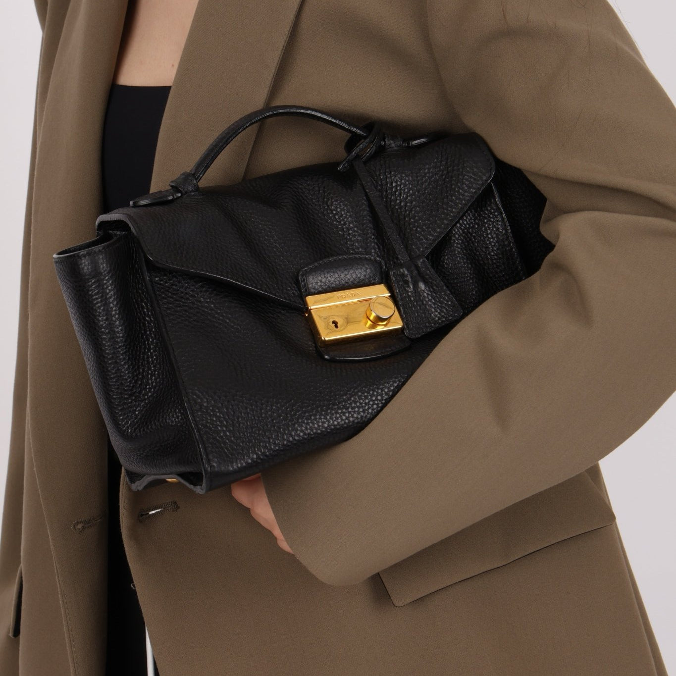 Prada Leather Vitello Daino Leather Flap Bag - FashioNica