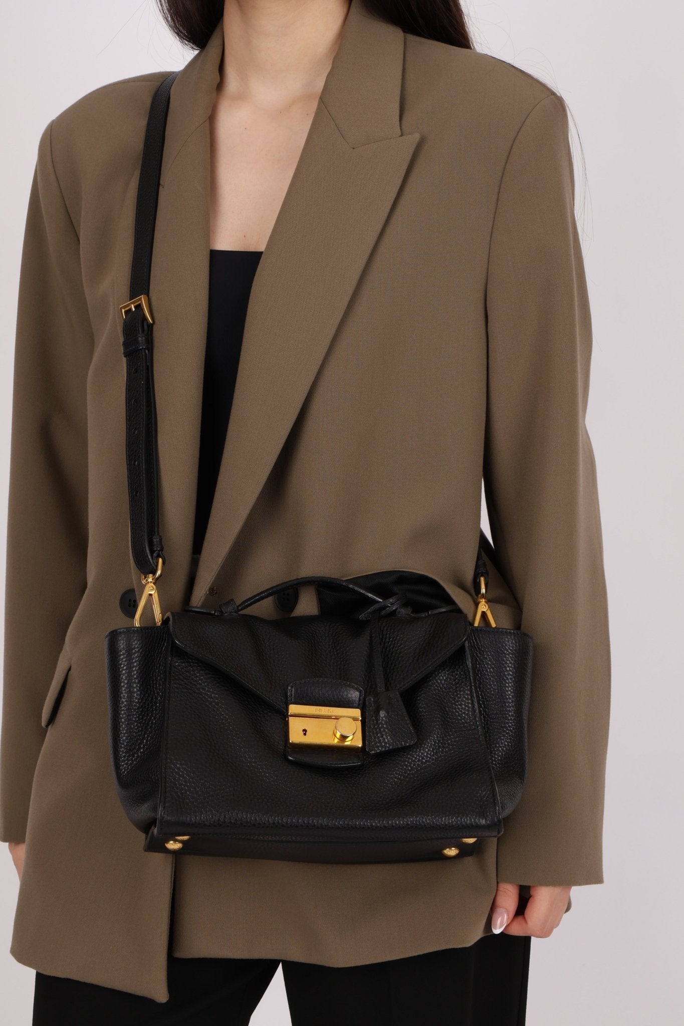 Prada Leather Vitello Daino Leather Flap Bag - FashioNica