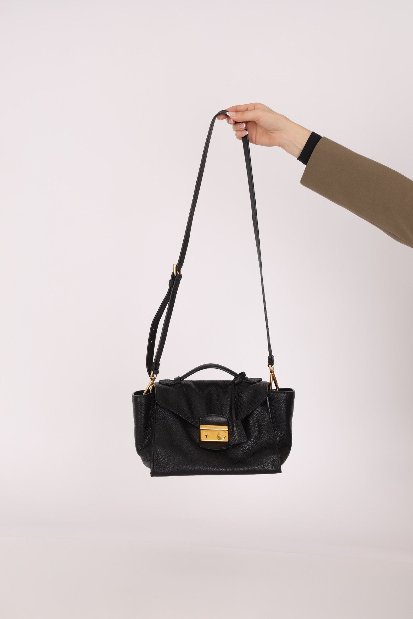 Prada Leather Vitello Daino Leather Flap Bag - FashioNica