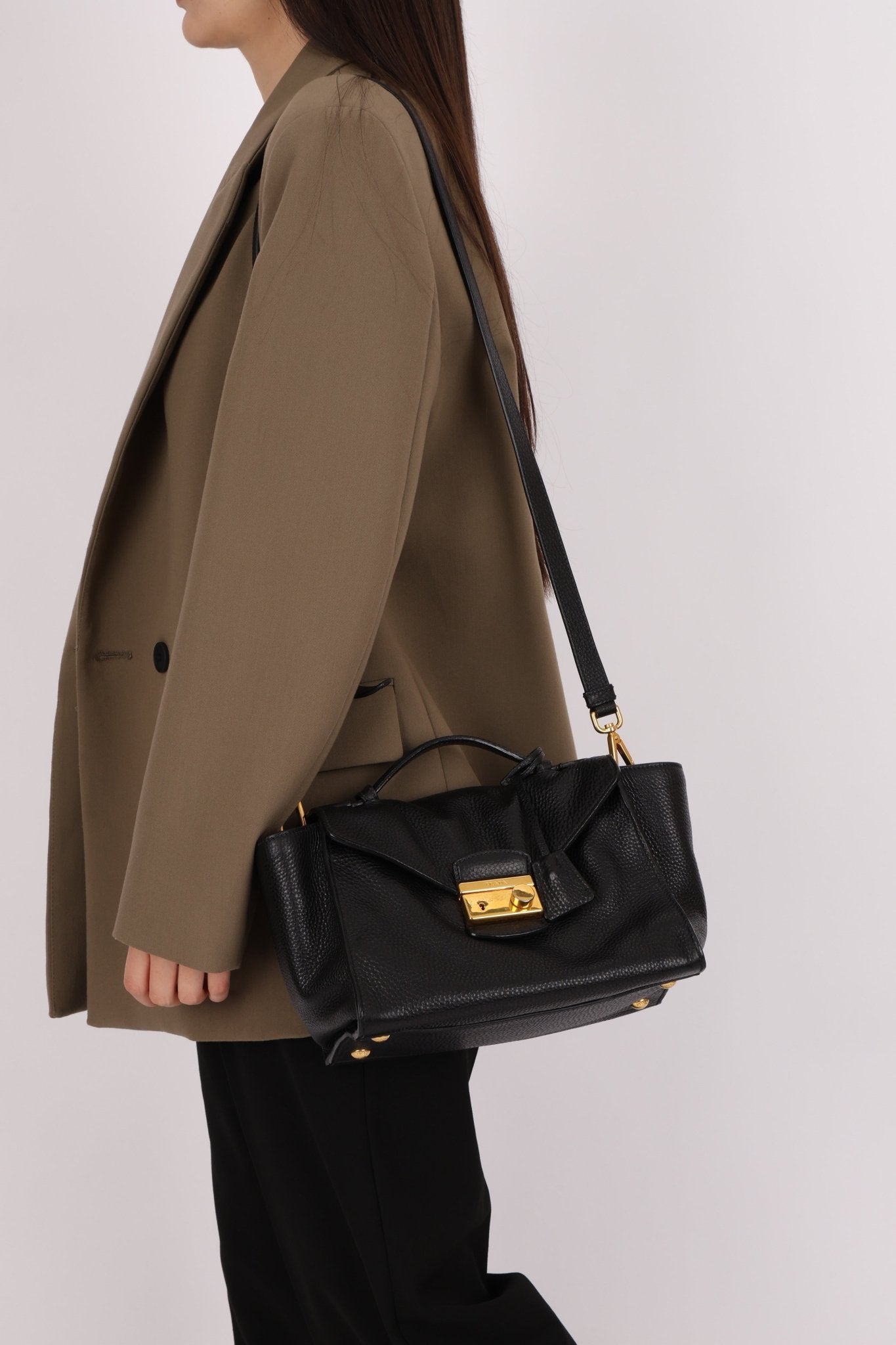 Prada Leather Vitello Daino Leather Flap Bag - FashioNica