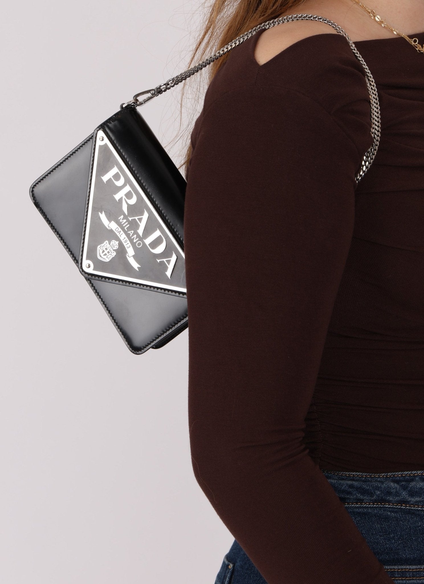 Prada Maxi Triangle Chain Flap Bag - FashioNica