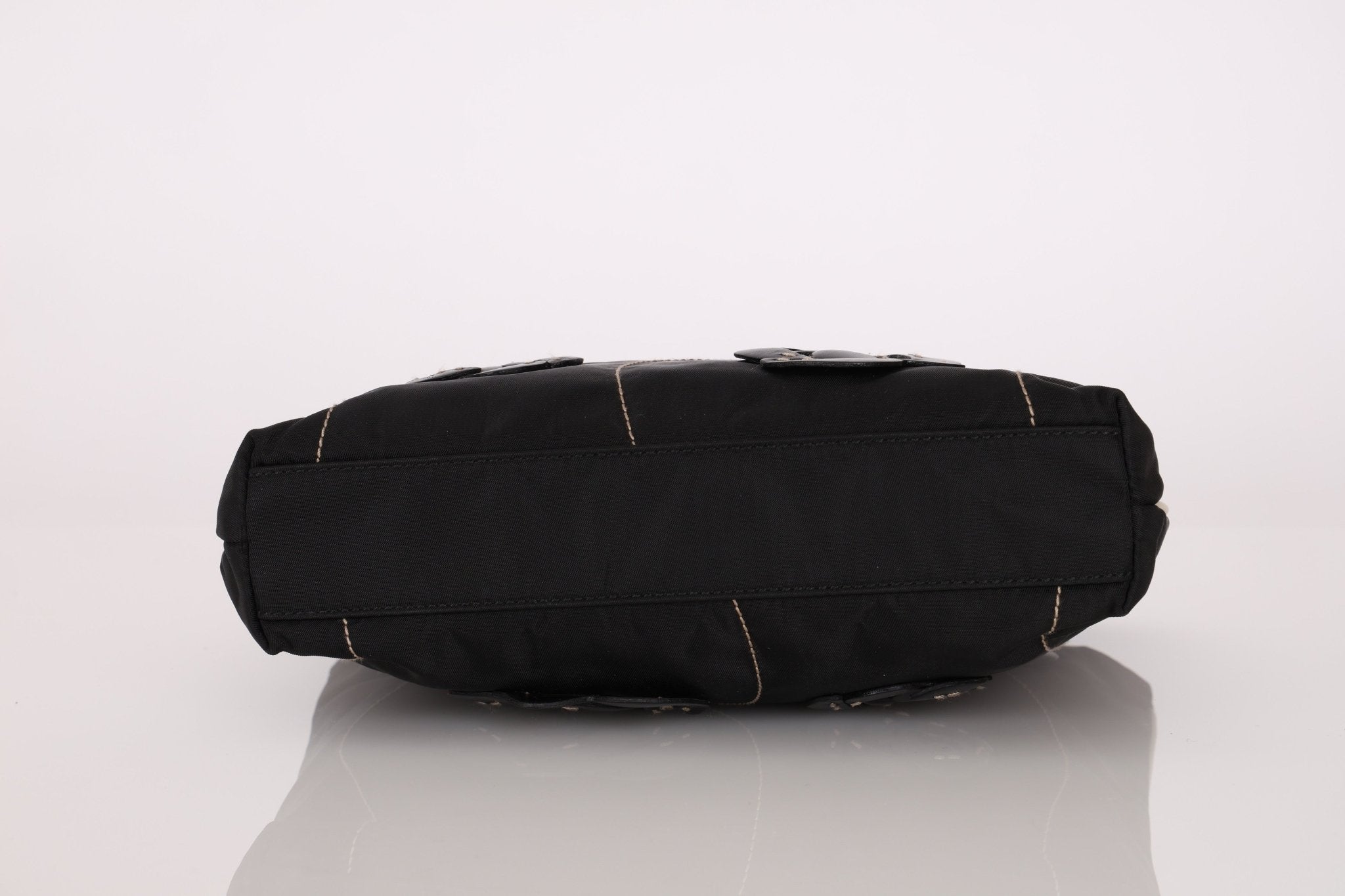 Prada Nylon and Leather Floral Applique Mini Tote - FashioNica