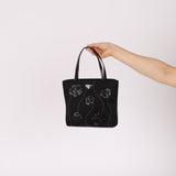 Prada Nylon and Leather Floral Applique Mini Tote - FashioNica