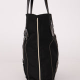 Prada Nylon and Leather Floral Applique Mini Tote - FashioNica