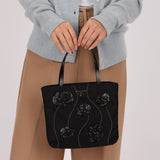 Prada Nylon and Leather Floral Applique Mini Tote - FashioNica