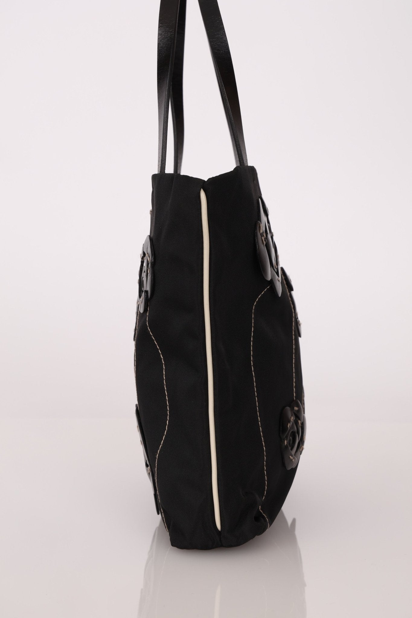 Prada Nylon and Leather Floral Applique Mini Tote - FashioNica