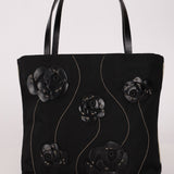 Prada Nylon and Leather Floral Applique Mini Tote - FashioNica