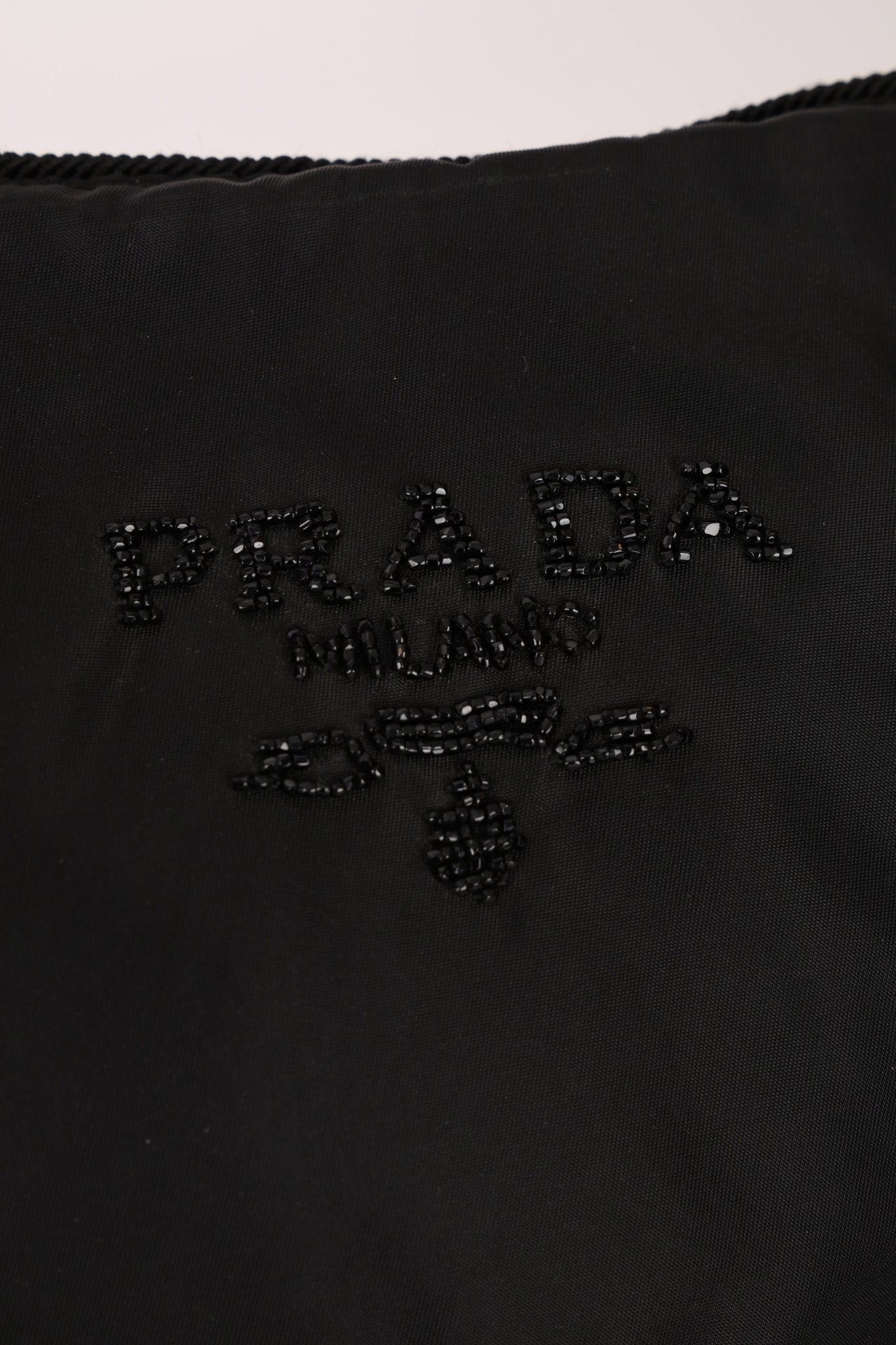 Prada Nylon Beaded Logo Tassel Hobo - FashioNica