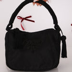 Prada Nylon Beaded Logo Tassel Hobo - FashioNica