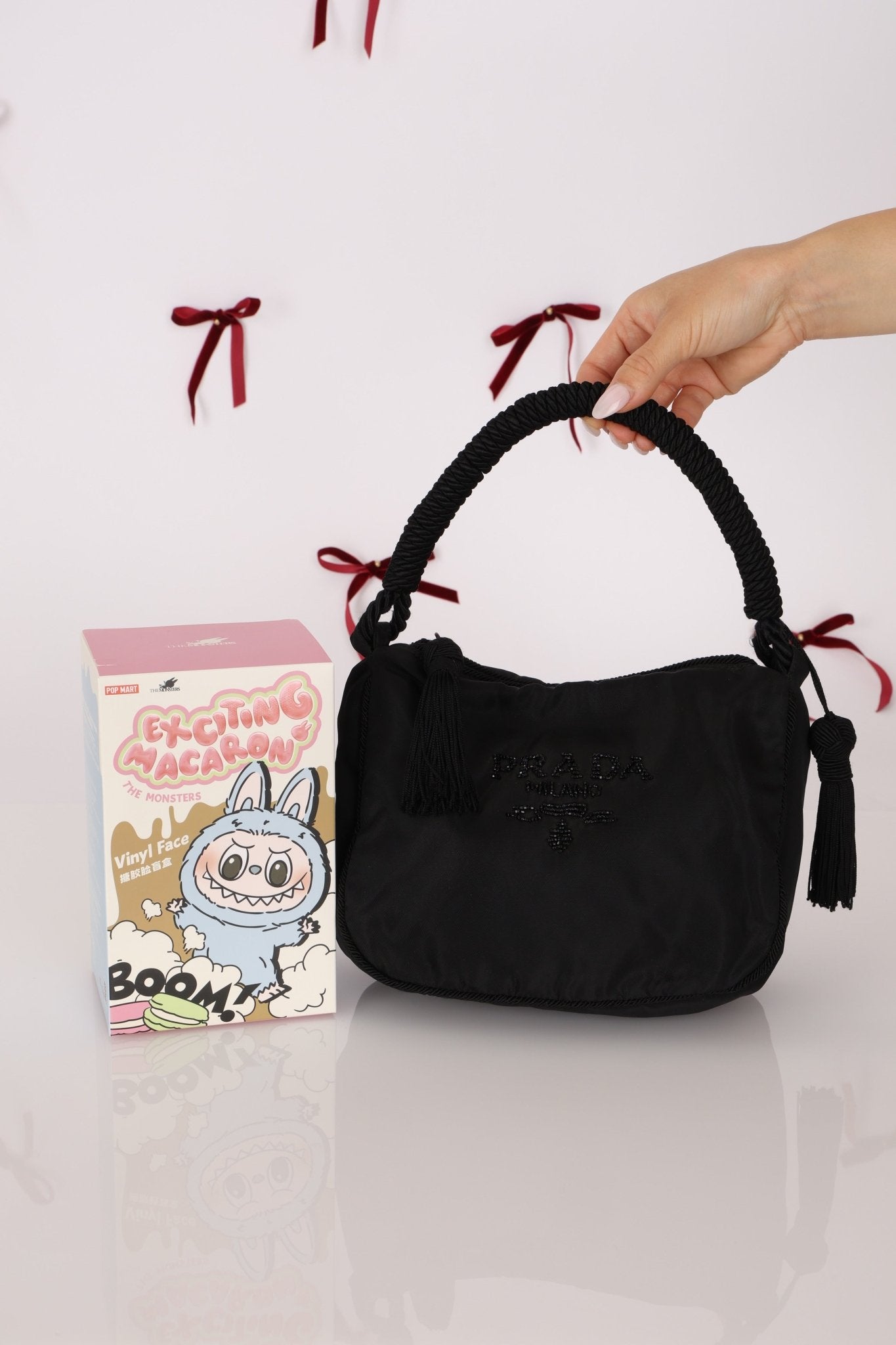 Prada Nylon Beaded Logo Tassel Hobo - FashioNica