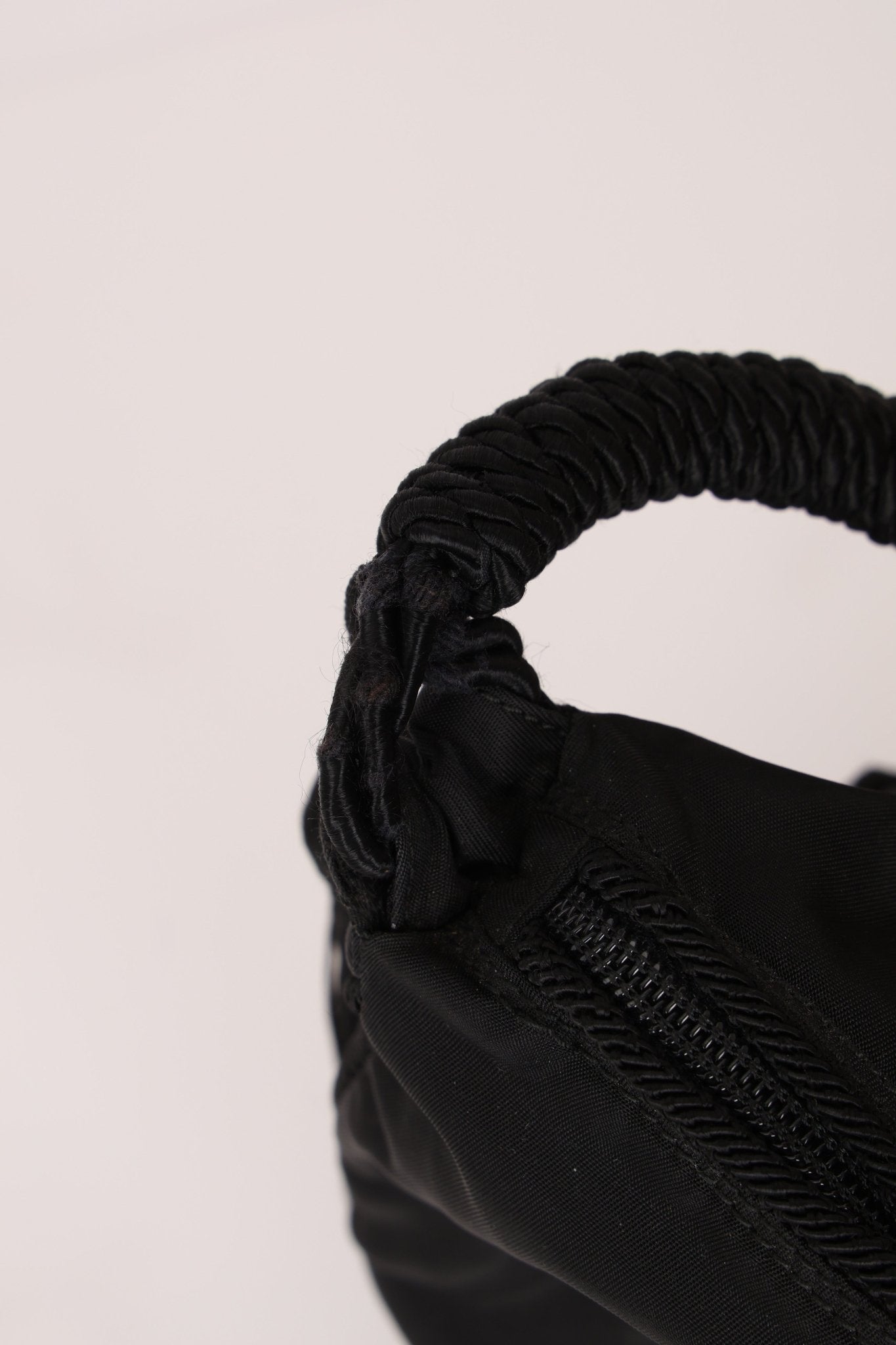 Prada Nylon Beaded Logo Tassel Hobo - FashioNica