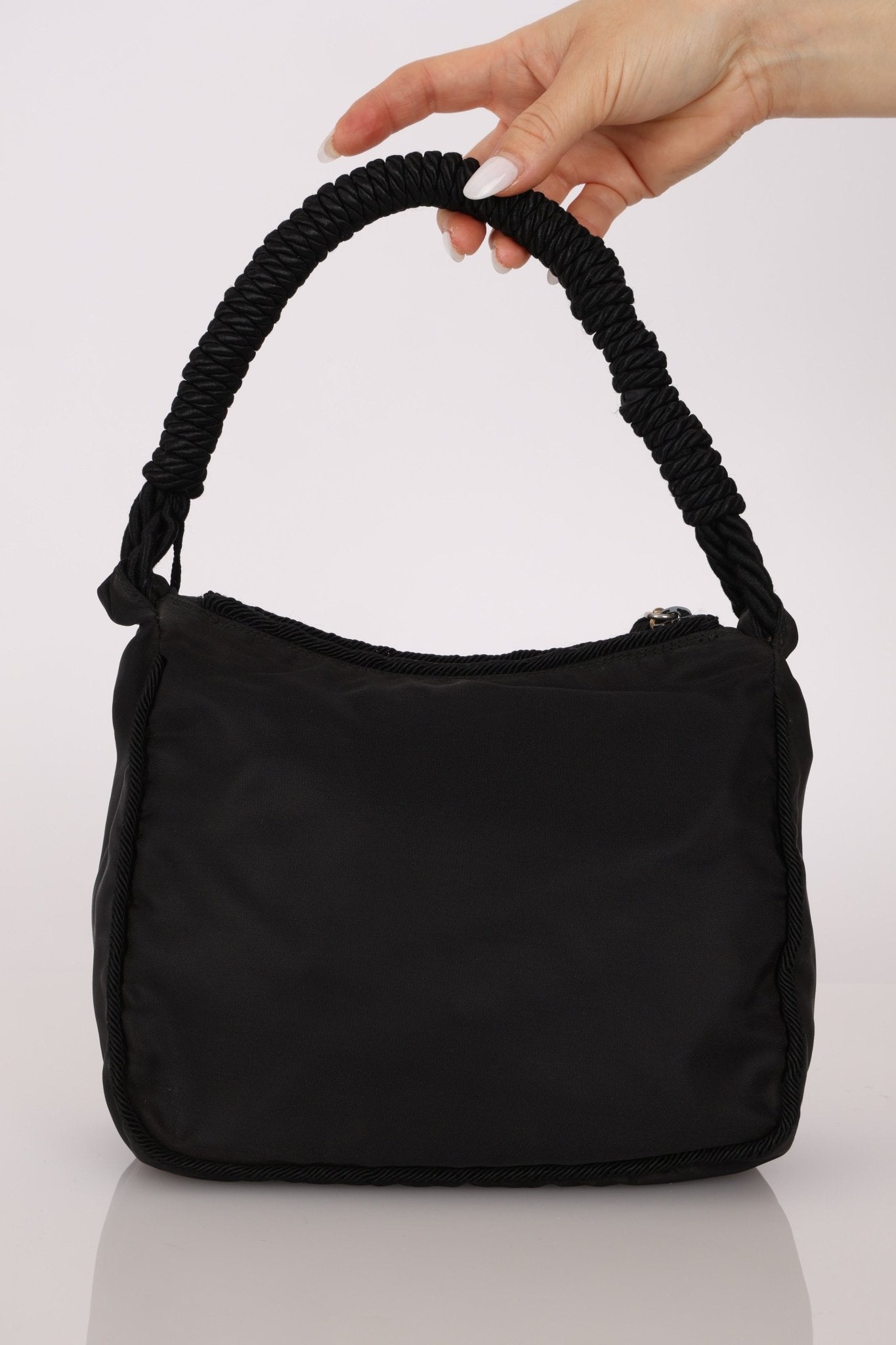 Prada Nylon Beaded Rope Handle Mini Hobo - FashioNica