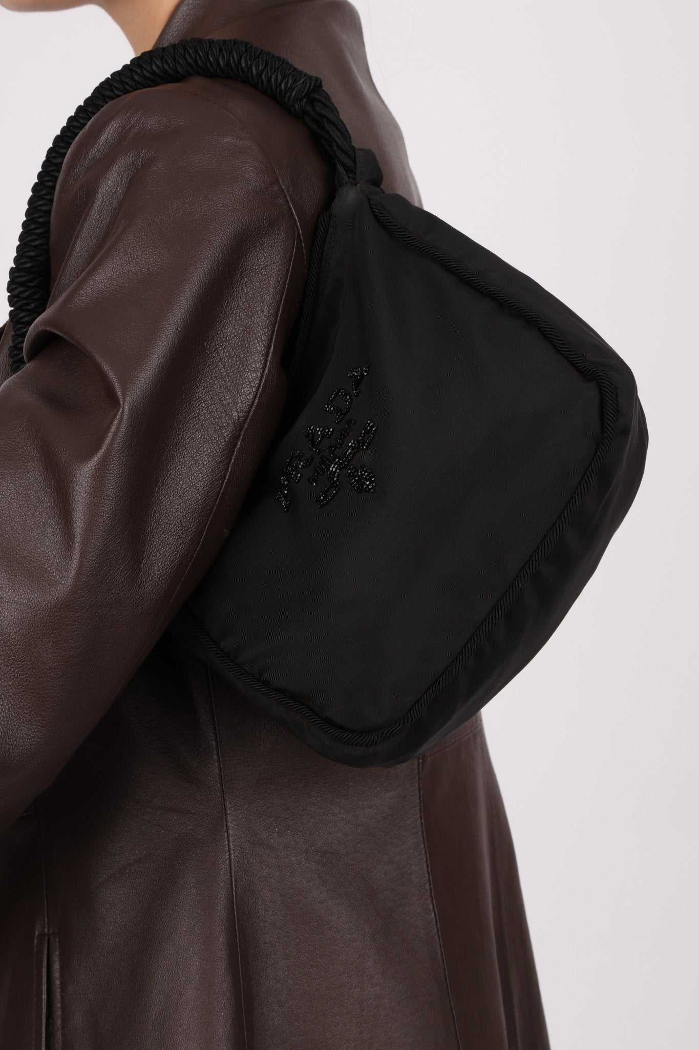 Prada Nylon Beaded Rope Handle Mini Hobo - FashioNica