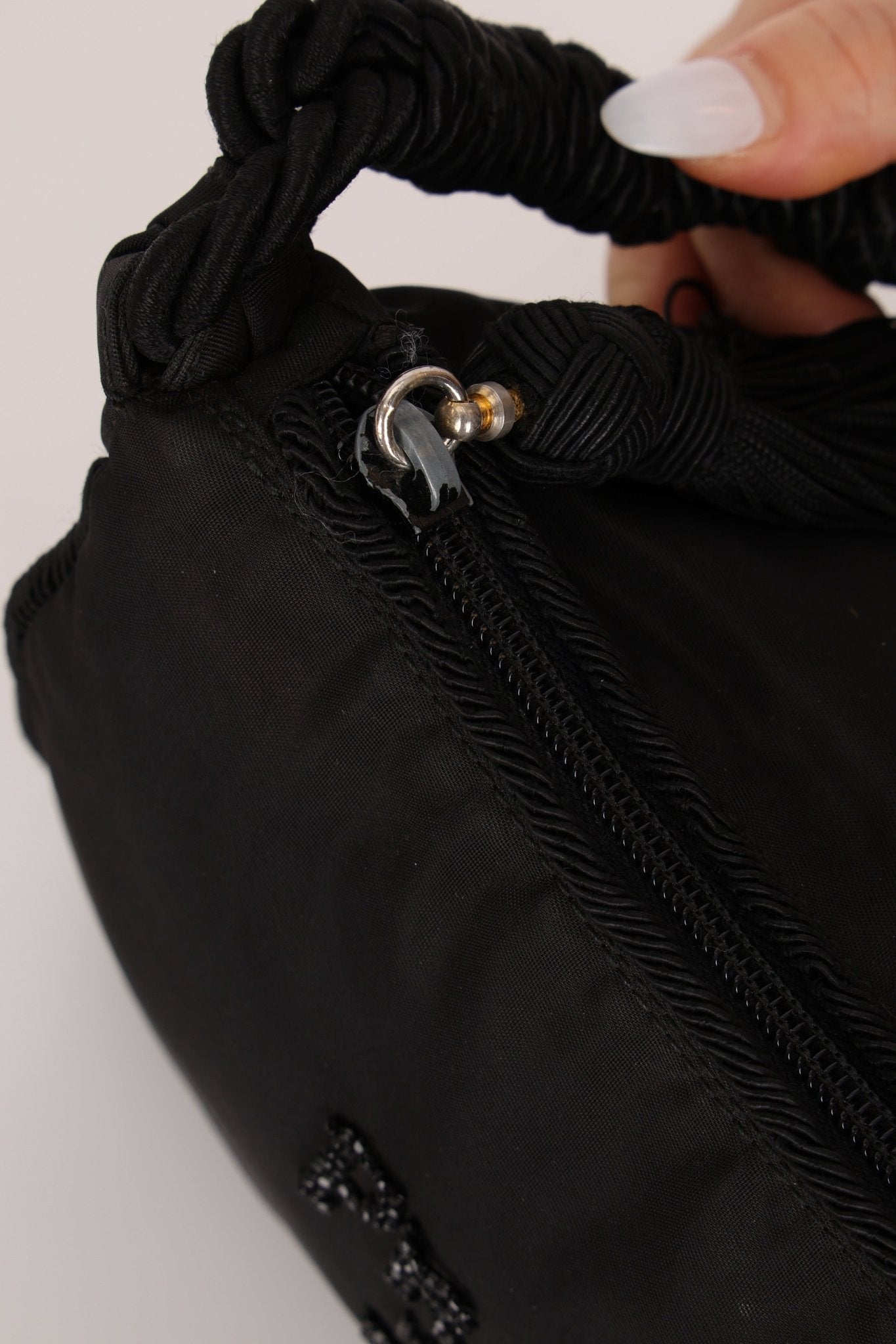 Prada Nylon Beaded Rope Handle Mini Hobo - FashioNica