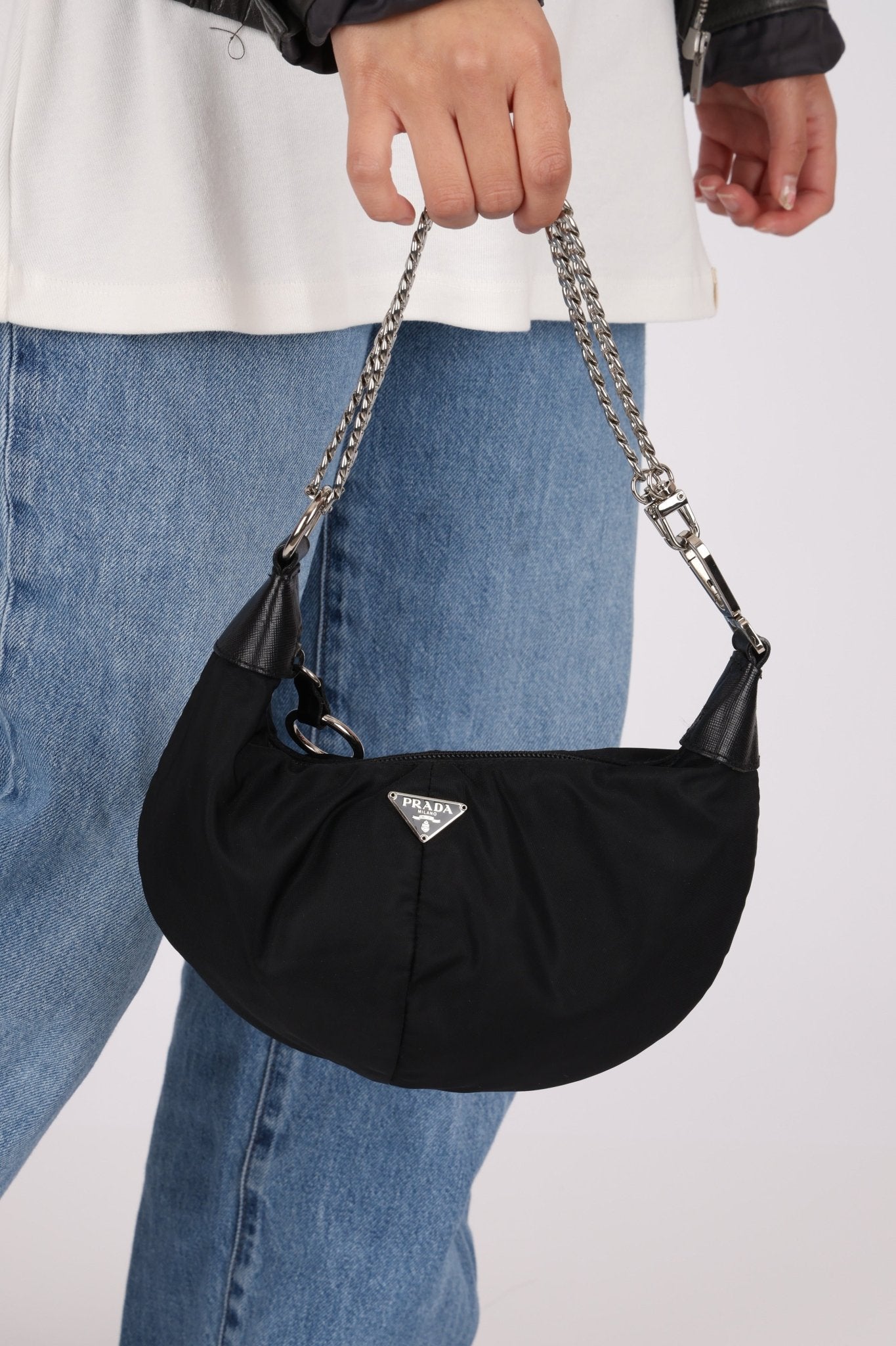 Prada Nylon Black Bracelet Bag - FashioNica