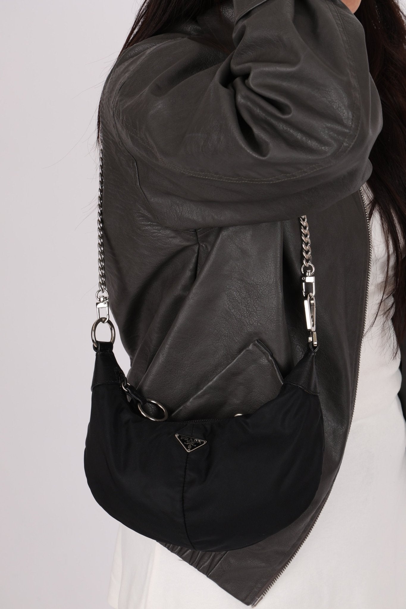 Prada Nylon Black Bracelet Bag - FashioNica