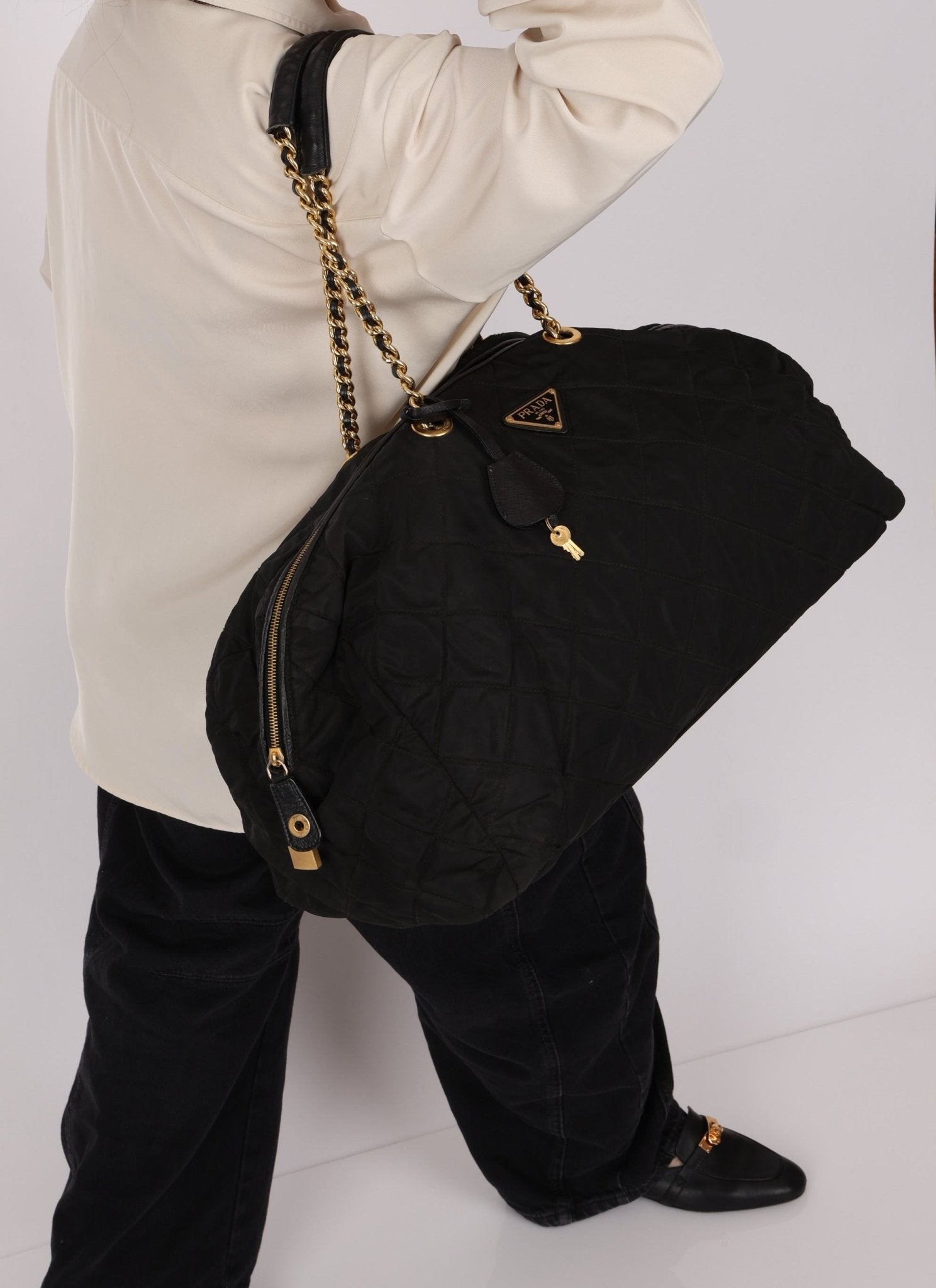 Prada Nylon Chain Weekender Bag - FashioNica