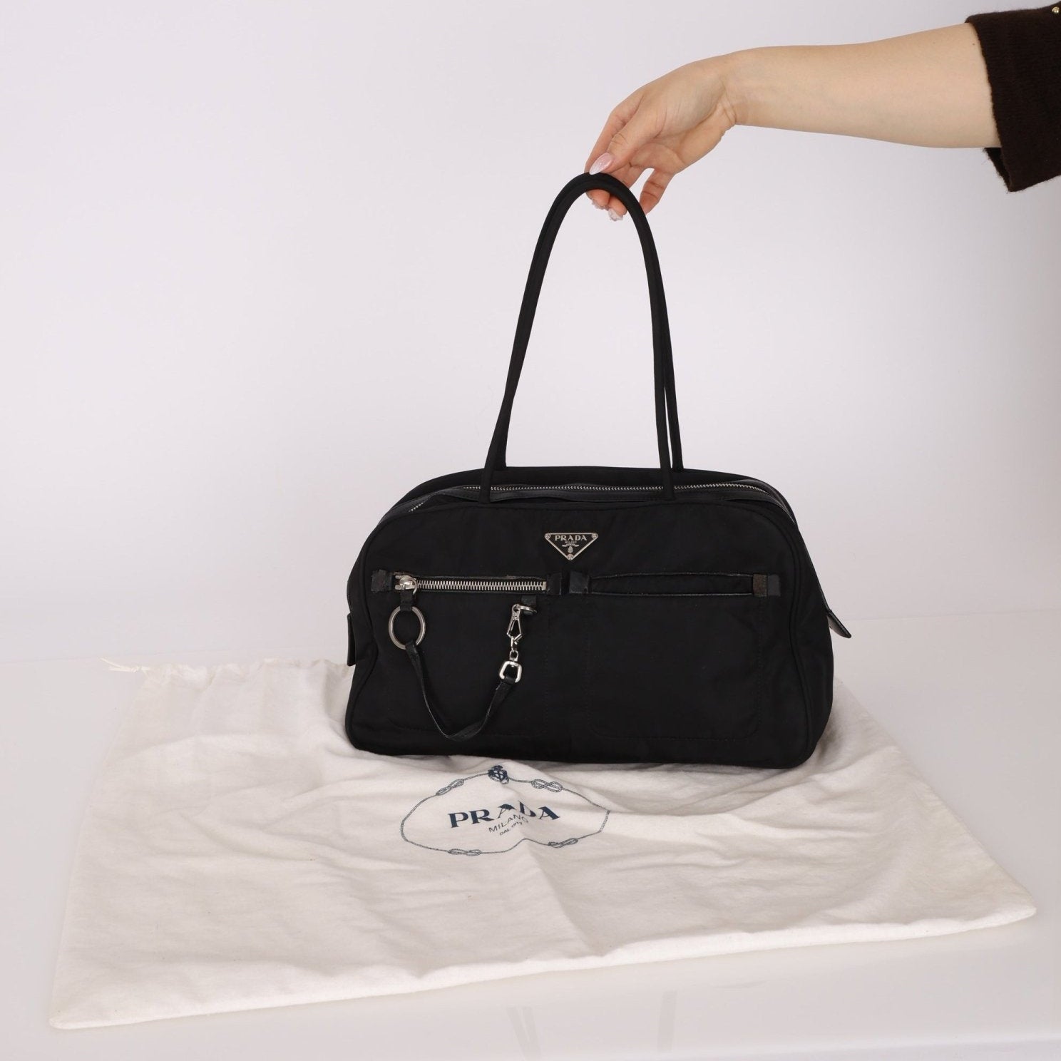 Prada Nylon Double Pocket Shoulder Bag - FashioNica