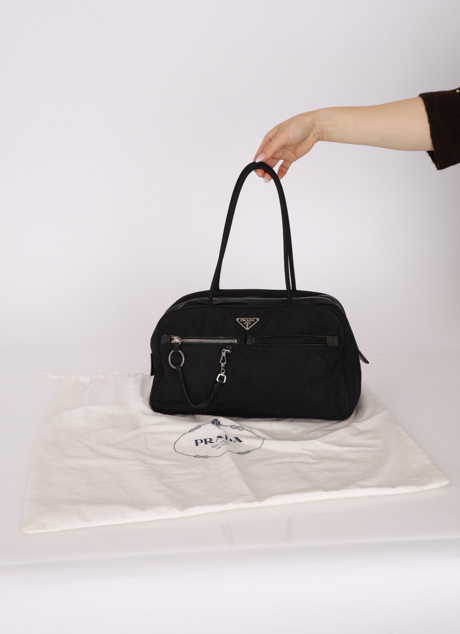 Prada Nylon Double Pocket Shoulder Bag - FashioNica