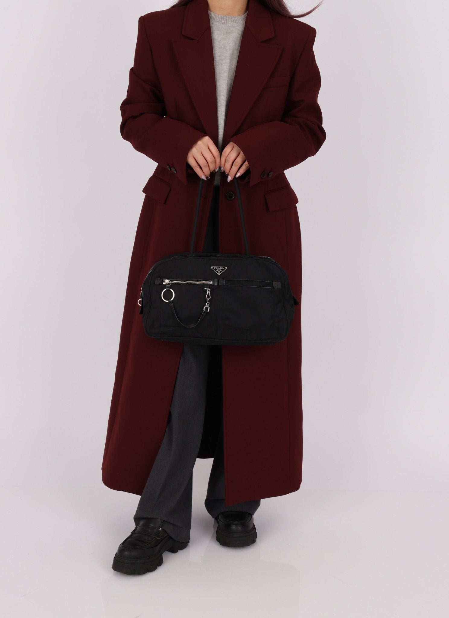 Prada Nylon Double Pocket Shoulder Bag - FashioNica